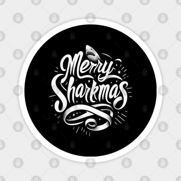 Merry Sharkmas, Santa Waving, Christmas Gift, Shark Gift Magnet by Customo